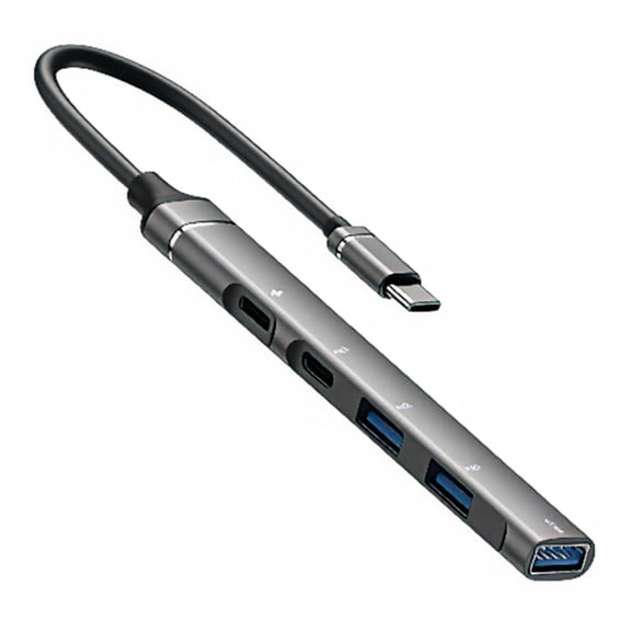 Zeiwohndc 5 in 1 USB C Splitter PD Fast Chargers USB3.0 Port For Office Travel Use