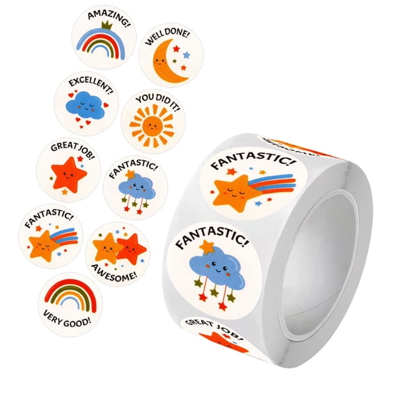 Zeiwohndc 500Pcs Cartoon Kids Reward Sticker For Homeschool Classroom Children Student