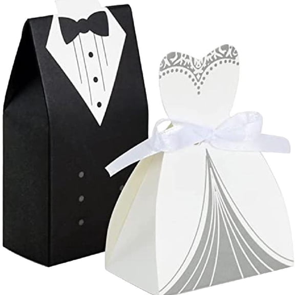 Zeiwohndc 50Pieces Candy Boxes Party Favours Boxes 50Sets 100PCS Wedding Dress