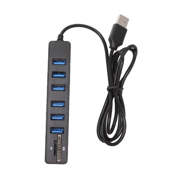 Zeiwohndc 6 Port USB Hub Splitter Integrated Cable for Various Electronics Portable