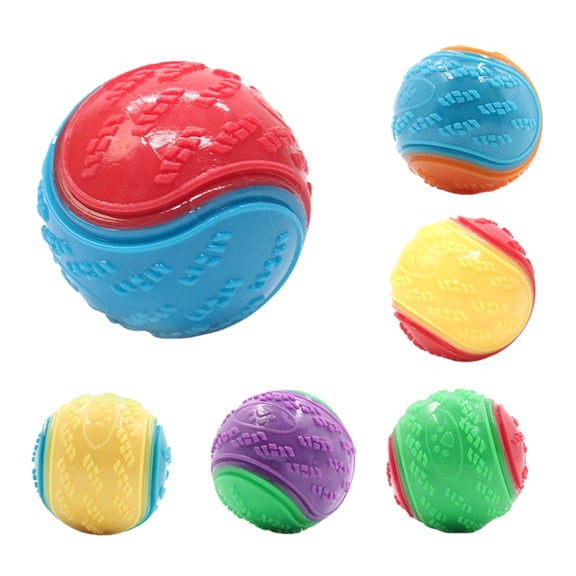 Zeiwohndc 6PCS Dog Chewing Ball Toy With Squeaker For Aggressive Chewers Color Assorted