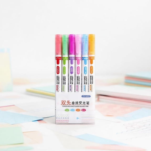 Zeiwohndc 6Pcs Floral Outline Highlighter Pen Double Tip For Card Making Highlighting