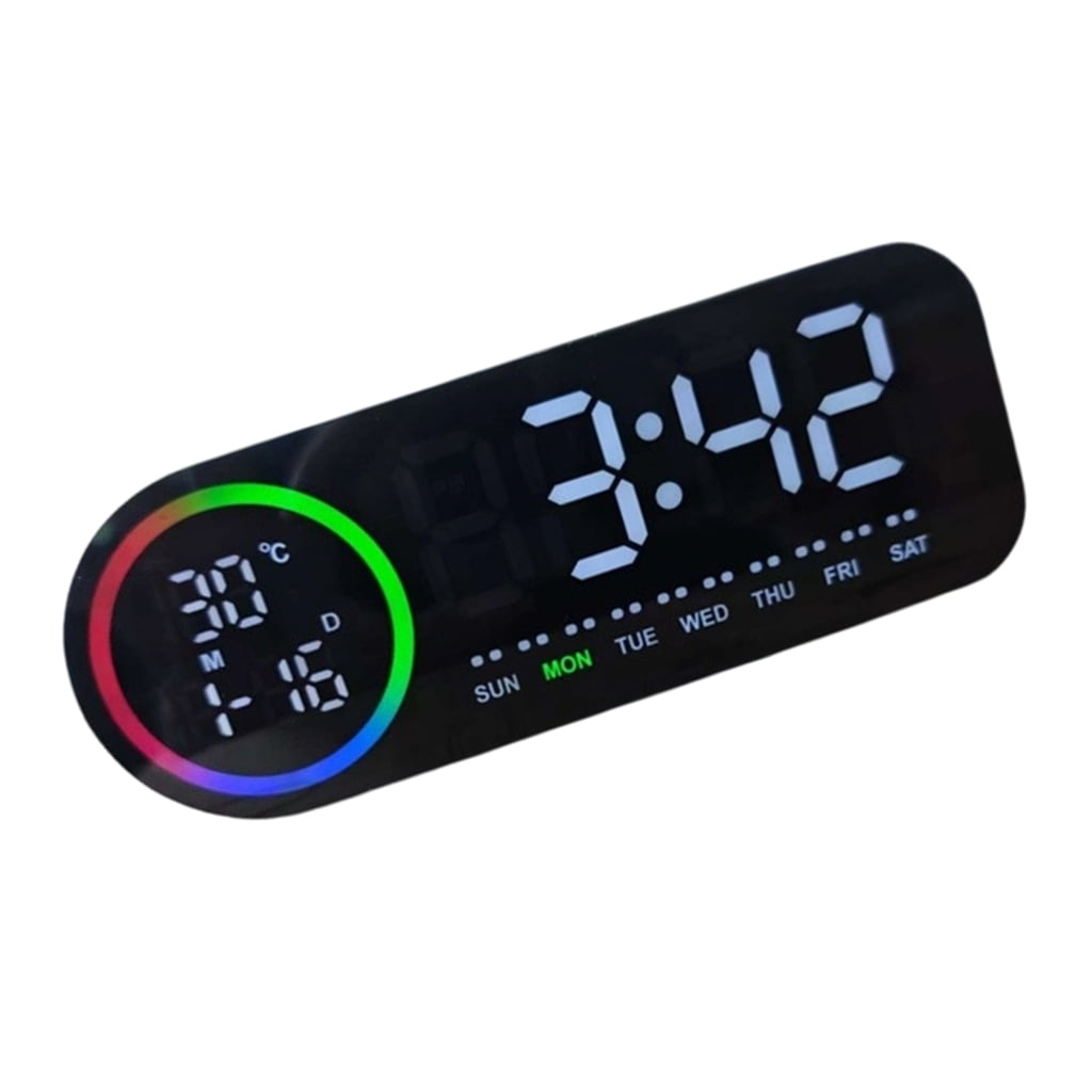 Zeiwohndc 7 Color LED Digital Clock With Indoor Room Thermometers And Calendar Function