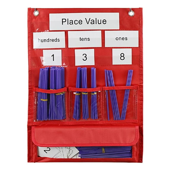 Zeiwohndc 7 Pockets Classroom Counting Pocket Chart with Straws for Preschool
