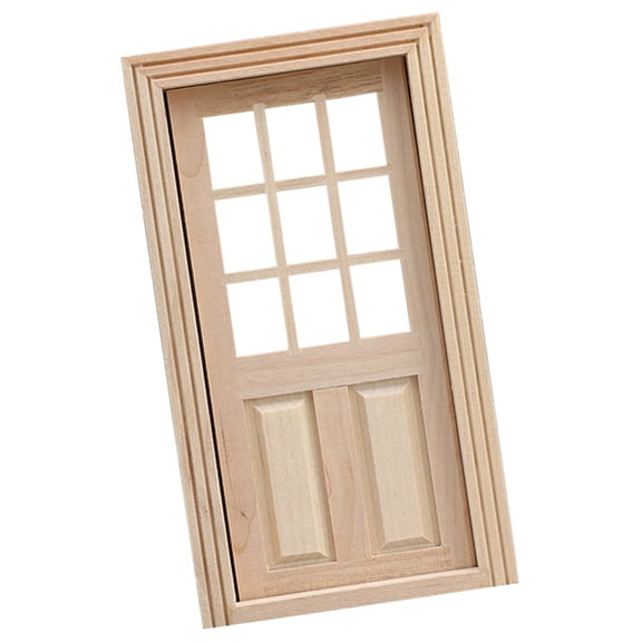 Zeiwohndc 9 Panel Miniature Door 1/12 Doll House Accessories Wooden Door Model Figurine