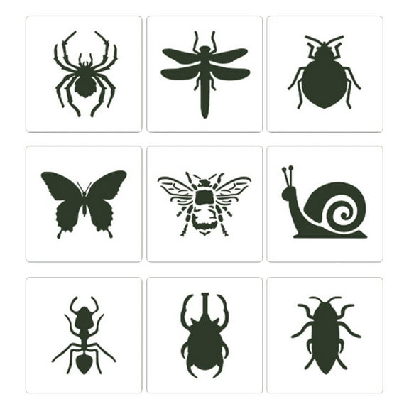 Zeiwohndc 9 Pcs Insect Animal Painting Templates Reusable PET Stencils Graffiti Stencils
