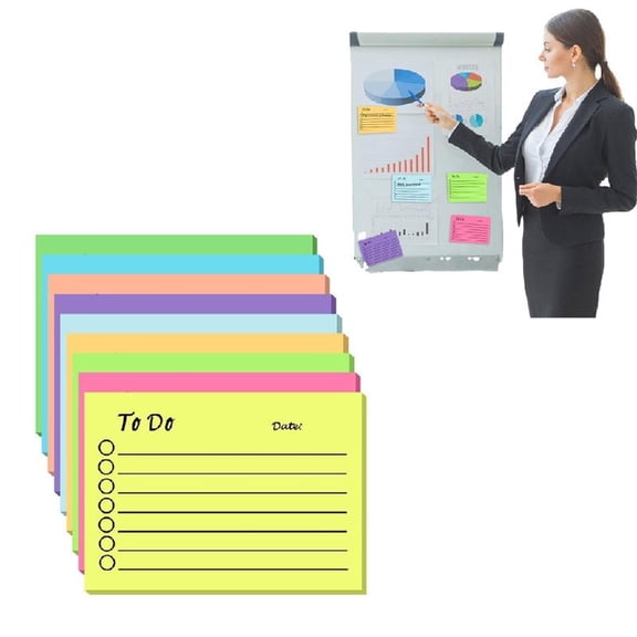 Zeiwohndc 9 Pieces Self-ashesive Note Pad Lined Memo Pad Colorful Sticky Notes