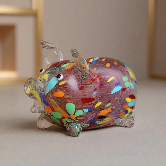 Zeiwohndc Aesthetic Glass Pig Statue for Good Fortunes and Home Decors Enhancement Gift