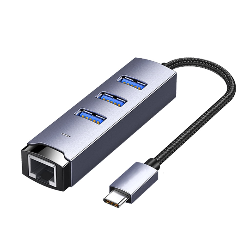 Zeiwohndc Aluminum USB Hub USB/Type C to Gigabit Ethernet Adapter Plugs and Play 5Gbps