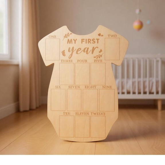 Zeiwohndc Artistic Baby First Year Memory Frame Wooden Photo Board For Picture Display