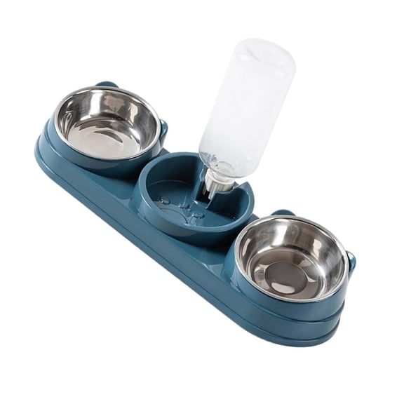 Zeiwohndc Automatic Water Dispenser Double Bowl Cats Dog Dish Tilted Pet Waterer Feeder