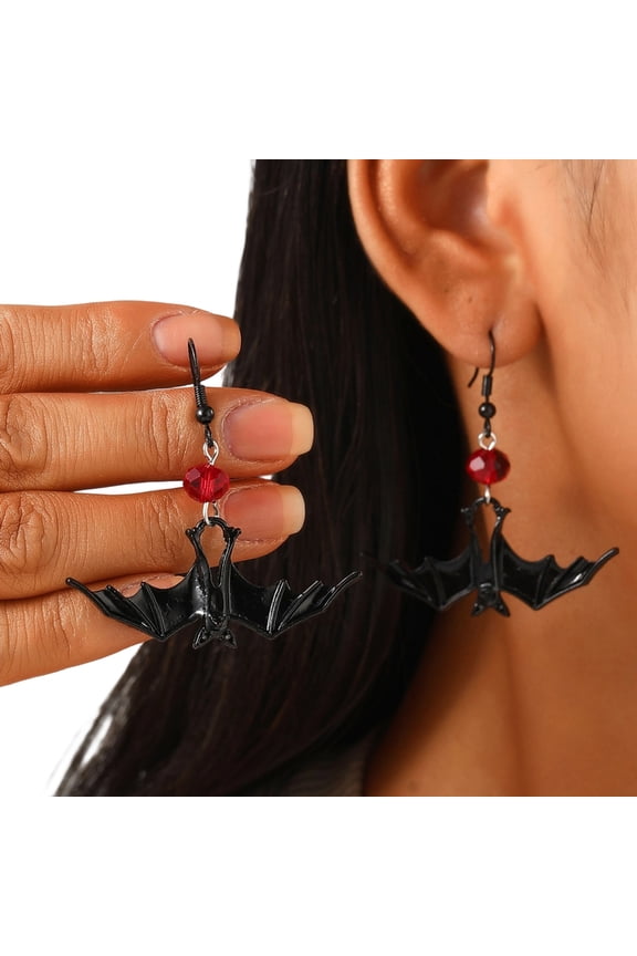 Bat and Spiders Dangle Earrings Goth Party Jewelry Alloy Women Accessory