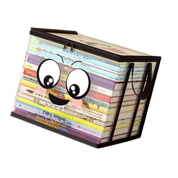 Zeiwohndc Big Opening Visible Book Bin Sturdy PVC Build Easy To Transport Storage Case