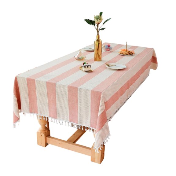 Zeiwohndc Border Decorated Cotton Blend Tablecloth Multiple Size Simple Deck