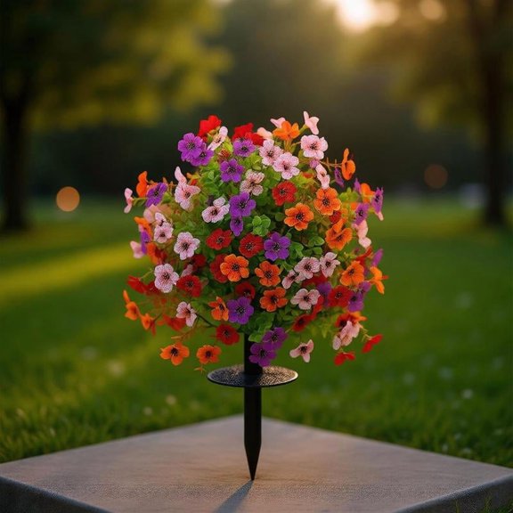 Zeiwohndc Bright Grape Artificial Flower with Sturdy Round Base for Yard Decoration