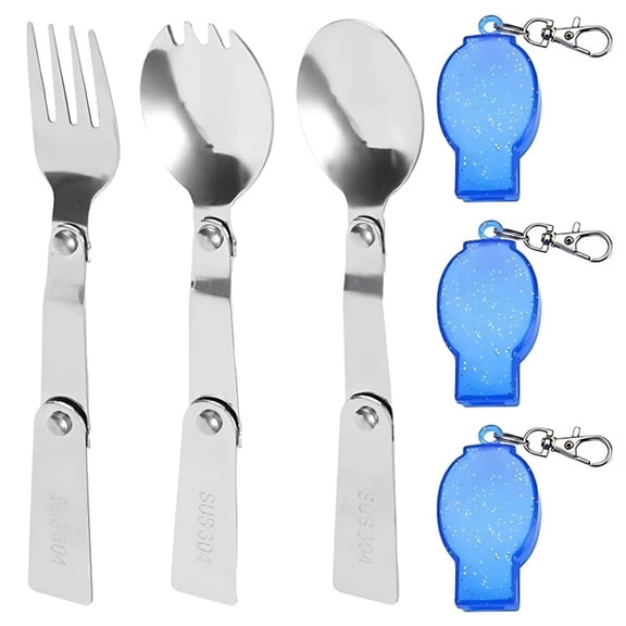 Zeiwohndc Camping Utensils Folding Spoon Fork Knifed Reusables Camping Tableware