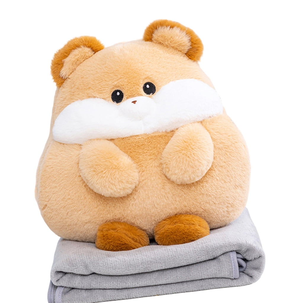 Zeiwohndc Cartoon Capybara Hamster Cushion Blanket Combo Soft Plushie Pillow Throw