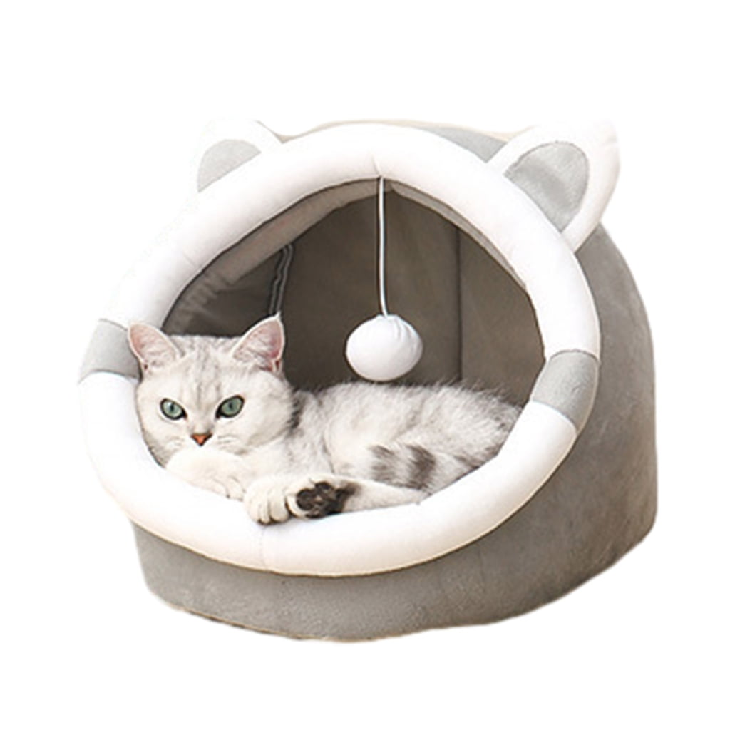 Zeiwohndc Cat Plush Bed Kitten Sleeping Bed Small Dog Bed Four Season Furry Cat Cushion