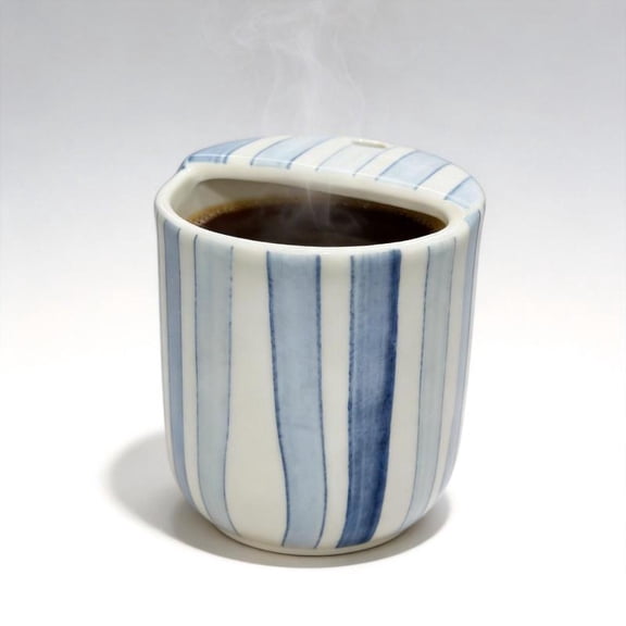 Zeiwohndc Ceramic Striped Mug Heat Resistant Cup With Sip Hole For Coffee Hot Cold Drink