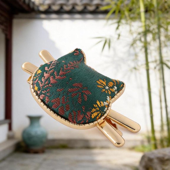 Zeiwohndc Chinese Fabric Hair Clip With Delicate Patterns And Alloy Frame Traditional