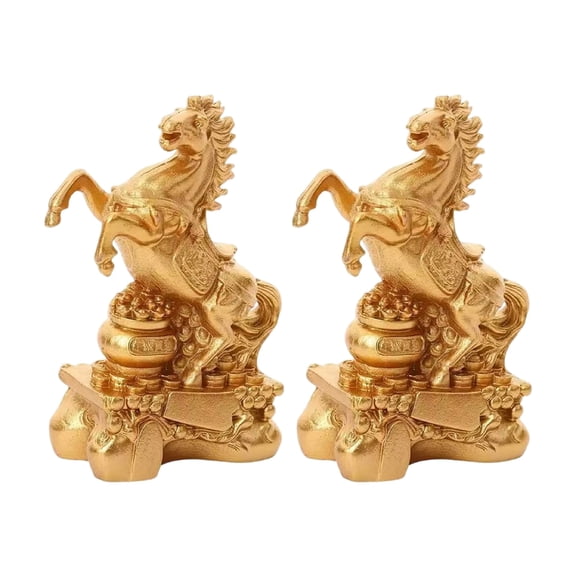Zeiwohndc Chinese New Year Horse Statue, 2026 Golden Feng Shui ZodiacHorse Figurine, lessing Souvenir Sculpture Attracting Wealth and Good Luck
