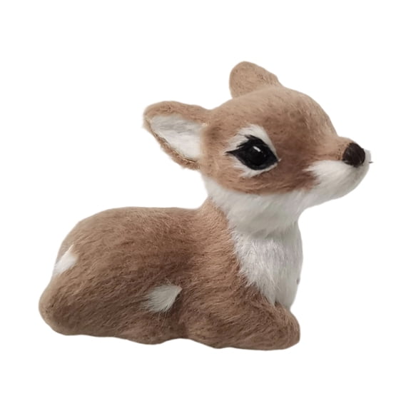 Zeiwohndc Christmas Deer Furs Figurine Miniature Statue For Festives Home Shelf Decors