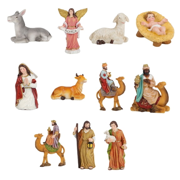 Zeiwohndc Christmas Nativity Figurines Resin Manger Holy Family Nativity Scene Statue