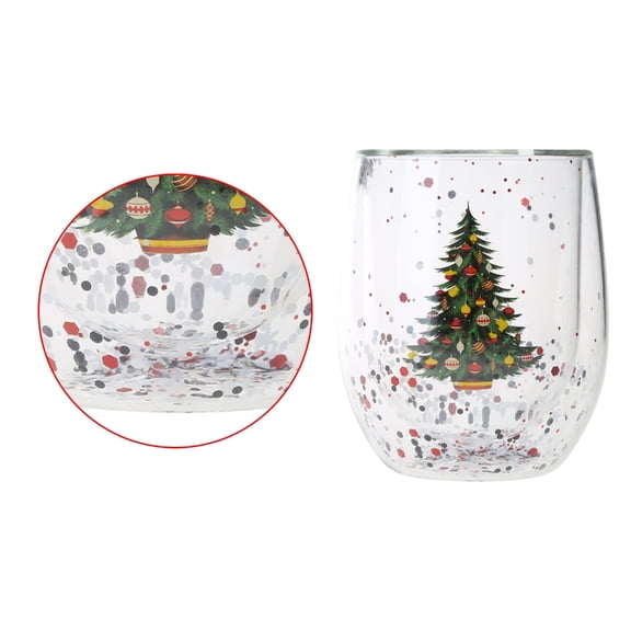 Zeiwohndc Christmas Tree Cup Water Glass Double Layer Thick Coffee Mug Glitter Sequin