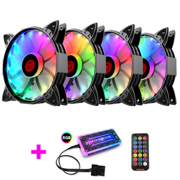 Zeiwohndc Coolmoon Chassis PC Fan Adjust RGB Cooling 120mm Silent Control Computer Cooler