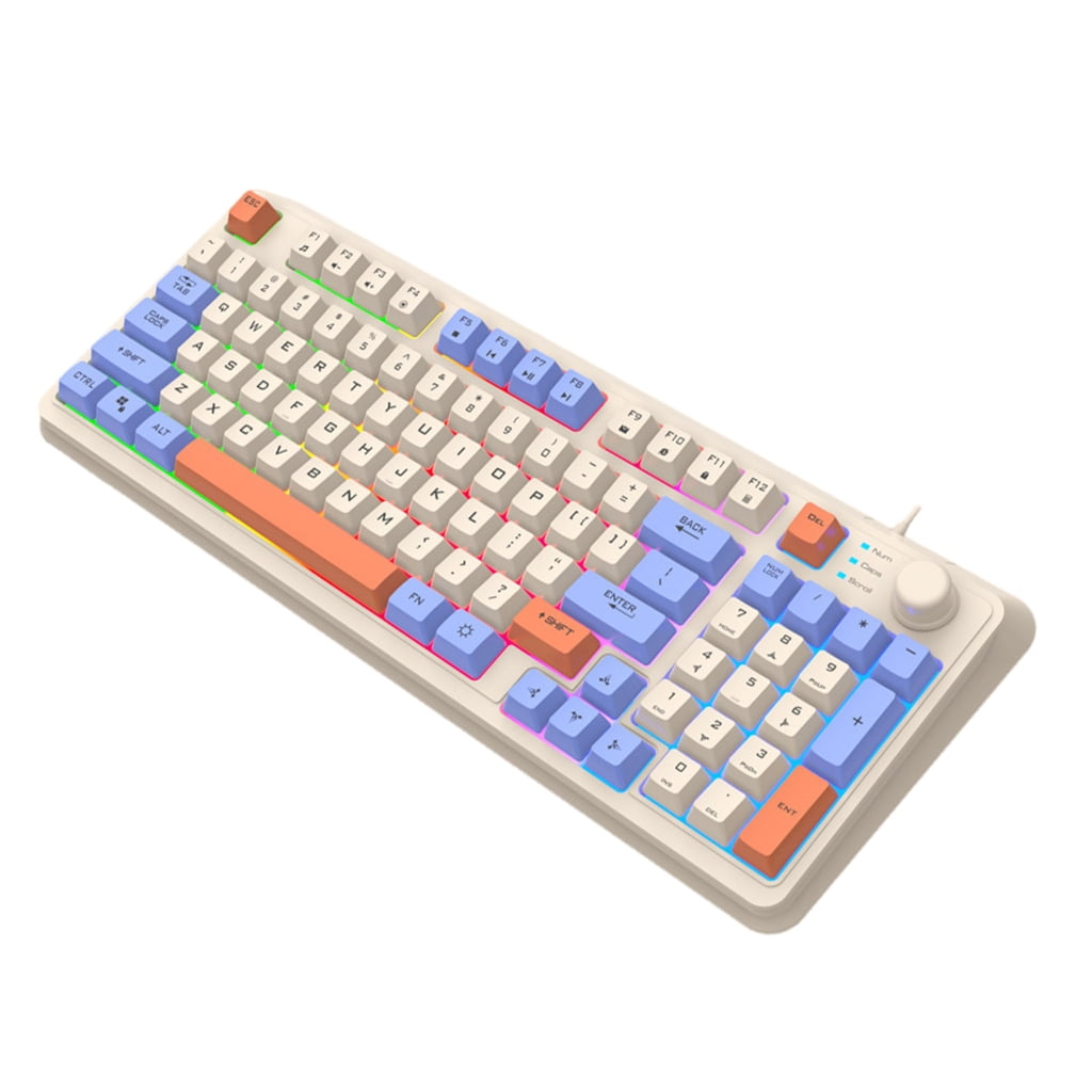 Zeiwohndc Corded Gaming Keyboard for PC Gamers LED Backlit Keycap Mechanical Keyboard