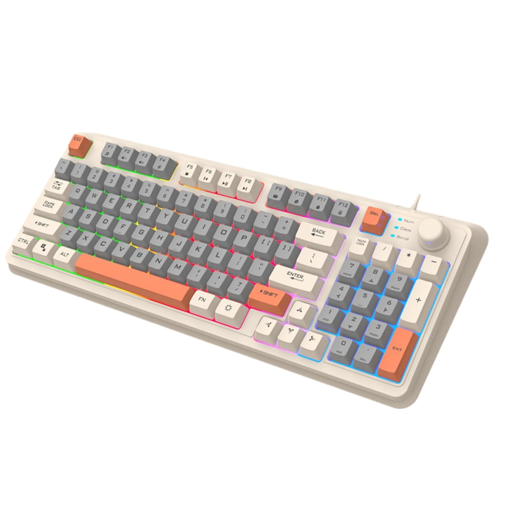 Zeiwohndc Corded Gaming Keyboard for PC Gamers LED Backlit Keycap Mechanical Keyboard