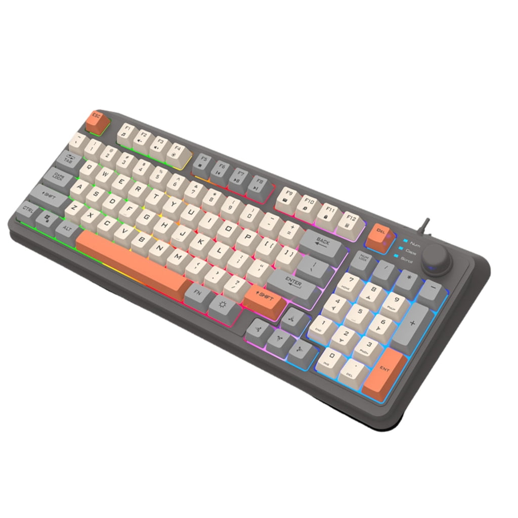 Zeiwohndc Corded Gaming Keyboard for PC Gamers LED Backlit Keycap Mechanical Keyboard