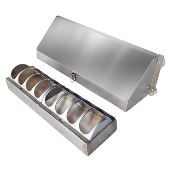 Zeiwohndc Covered Chicken Feeding Trough RustProof Stainless Steel Anti Spill Design