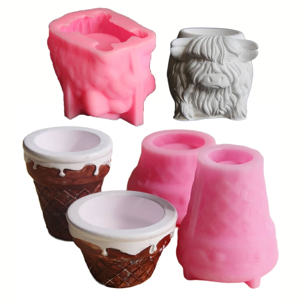 Zeiwohndc Creative Silicone Mold for DIY Cow Shaped Planter Candle Holder Epoxy Mould