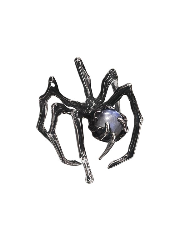 Dark Art Adjustable Punk Ring With Shifting Moonstone For Unique Women