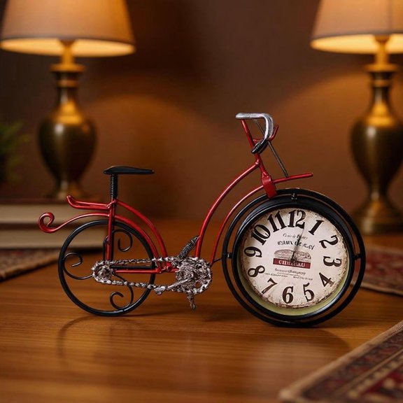 Zeiwohndc Desk Clock Table Bike Clock Silents Metal Desktop Clock None Ticking Clock