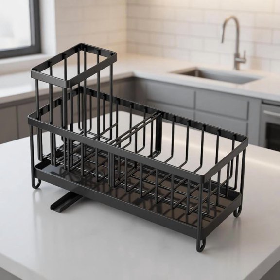 Zeiwohndc Dishwashing Tool Storage Stand With Multiple Compartments Dish Drainer Rack