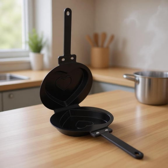 Zeiwohndc Double Sided Nonstick Heart Shape Pancake Griddle With Heat Resistant Handle