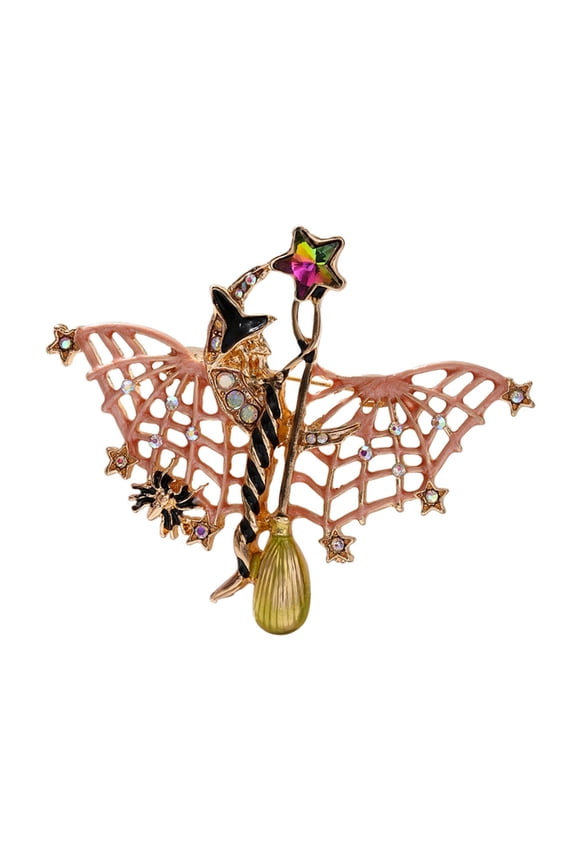 Elegant Bat Pin Gothic Halloween Accessory Alloy Crystal Jewelry Party Gift