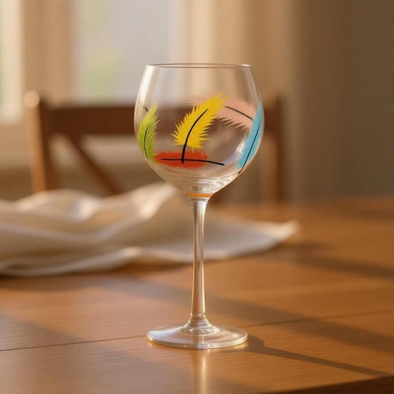 Zeiwohndc Elegant Transparent High-Arched Red Wine Cup Hand Painted Champagne Glass