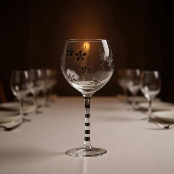 Zeiwohndc Elegant Transparent High-Arched Red Wine Cup Hand Painted Champagne Glass