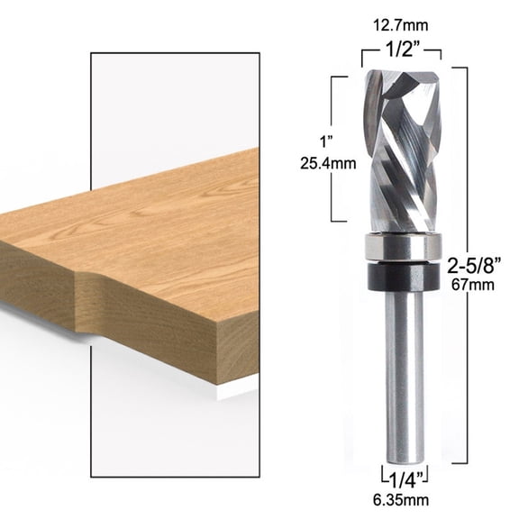 Zeiwohndc End Mill 1/4" 6mm Shank Bearing Ultra-perfomance Trim Solid Carbide CNC Router
