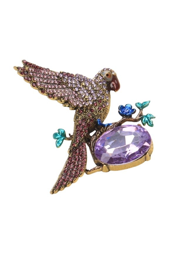 Exquisite Crystal Parakeet Brooch Retro Design Symbolizing Freedom and Charm
