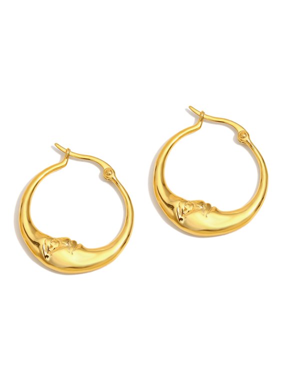 Fashion Moon Drop Earrings Stainless Steel Pendant Earring Multifuntional