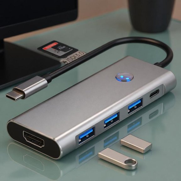 Zeiwohndc Fast Speed 8 In 1 USB C Dock 4K HDTV Output Card Reader Aluminum Case
