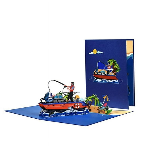 Zeiwohndc Fishing Pop-Up Greeting Card Retirement Fathers Day Cards for Dad Son Husband