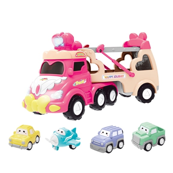 Zeiwohndc Flashing Toy Car Truck with Sound and Lights Removable Vehicle Foldable Ramp