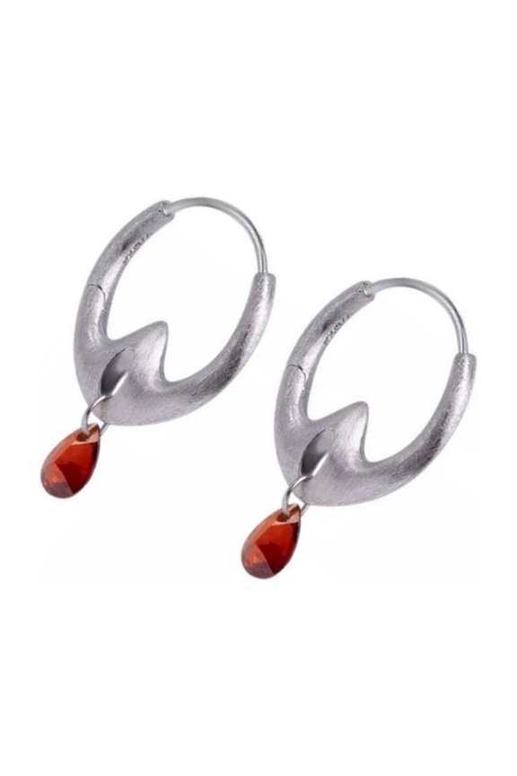 Gemstones Adorned Copper Hoops Earrings Reinforced Structure Ear Accessories