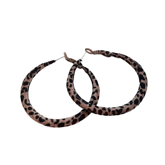 Zeiwohndc Geometric Leopard Print Earrings Soft Flocking Fashion Accessories for Women