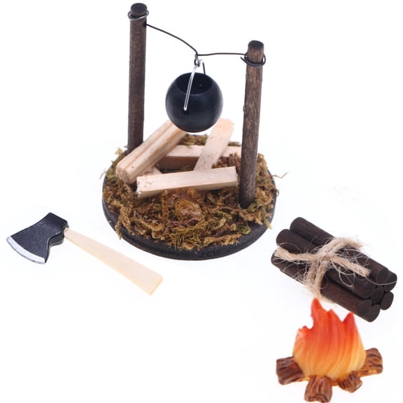 Zeiwohndc Girls Hanging Cauldron Pretend Play Kid Cookware Camping Utensils Firewood